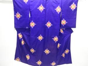 アンティーク　抽象模様織り出し銘仙着物